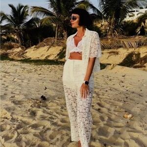 NWT Zara White Lace Set - Blouse and Pants